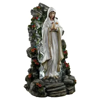 Blessed Virgin Mary Illuminated Garden Grotto Statue