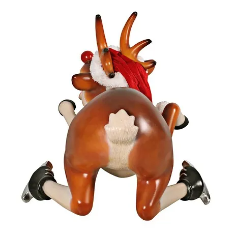 Slip-Slider Santa's Red-Nosed Christmas Reindeer Statue