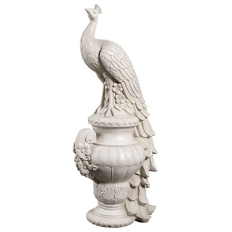 Staverden Castle Peacock on an Urn Garden Statue: Giant
