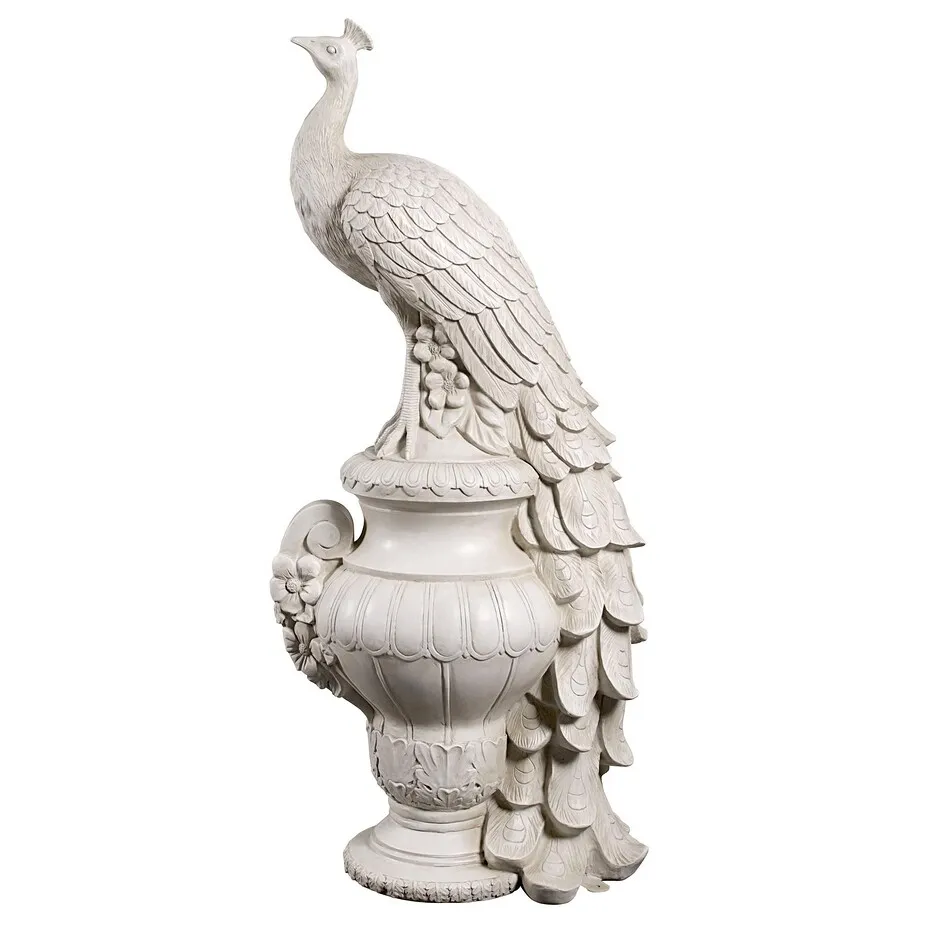 Staverden Castle Peacock on an Urn Garden Statue: Giant