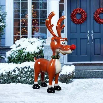 Jolly Holly, Santa's Red-Nosed Christmas Reindeer Statue