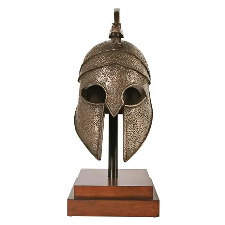 Macedonian Battle Helmet on Museum Mount Statue