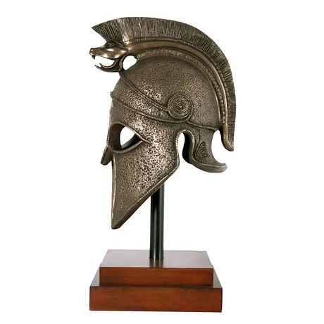 Macedonian Battle Helmet on Museum Mount Statue