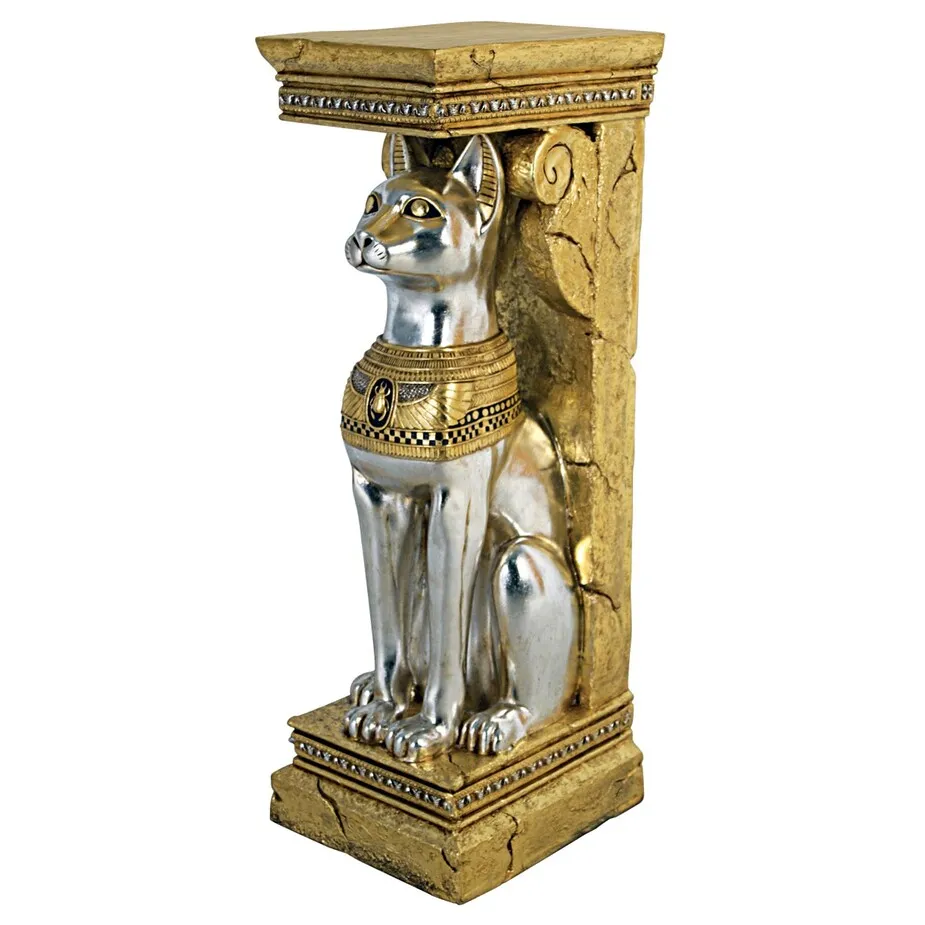 Egyptian Cat Goddess Bastet Pedestal Statue: Each