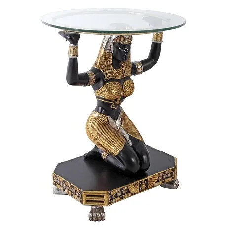Egyptian Goddess Ma'at: Glass-Topped Console Table
