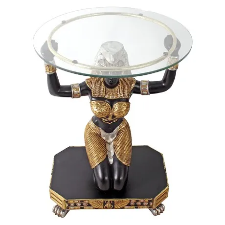 Egyptian Goddess Ma'at: Glass-Topped Console Table