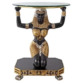 Egyptian Goddess Ma'at: Glass-Topped Console Table