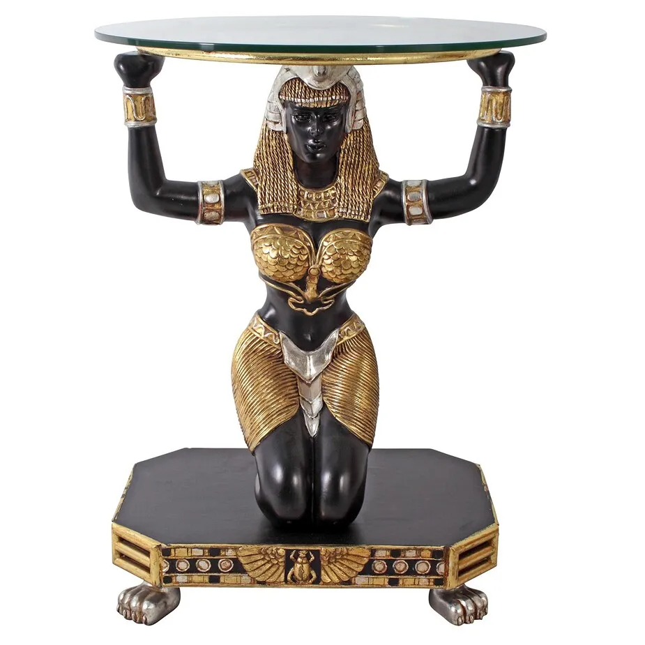 Egyptian Goddess Ma'at: Glass-Topped Console Table