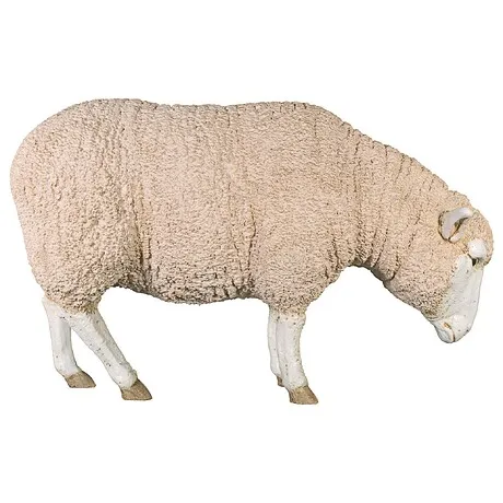 Merino Ewe Life-Size Sheep Statue: Head Down