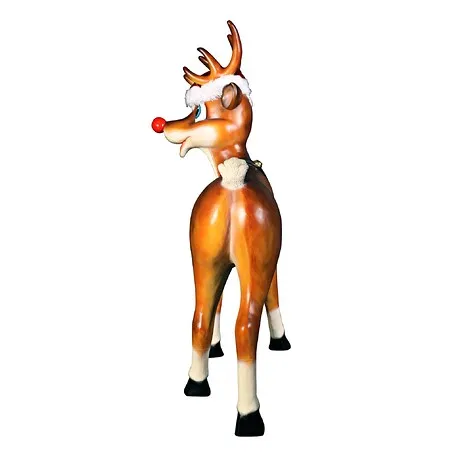Santa's Red-Nosed Christmas Reindeer Statue: Standing Large