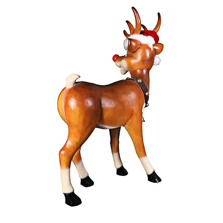 Santa's Red-Nosed Christmas Reindeer Statue: Standing Large