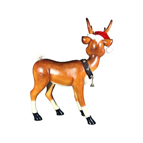 Santa's Red-Nosed Christmas Reindeer Statue: Standing Large