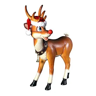Santa's Red-Nosed Christmas Reindeer Statue: Standing Large