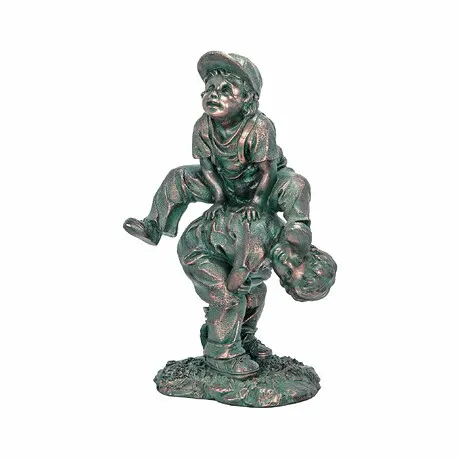 Leap Froggin Playing Boys Garden Statue