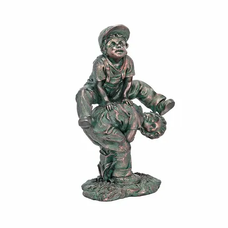 Leap Froggin Playing Boys Garden Statue
