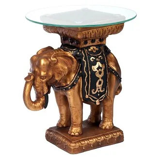 Maharajah Elephant Glass-Topped Sculptural Table