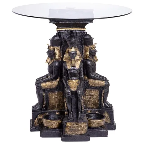 Ramses II Egyptian Sculptural Glass-Topped Table: Each