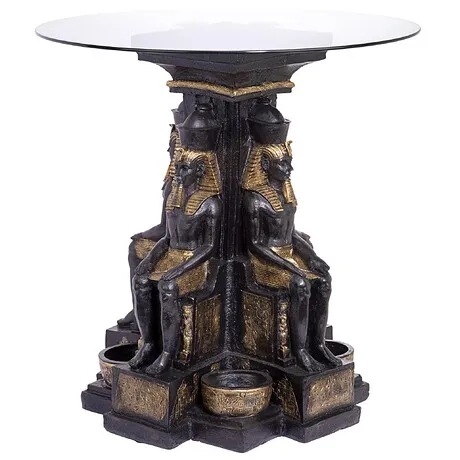 Ramses II Egyptian Sculptural Glass-Topped Table: Each