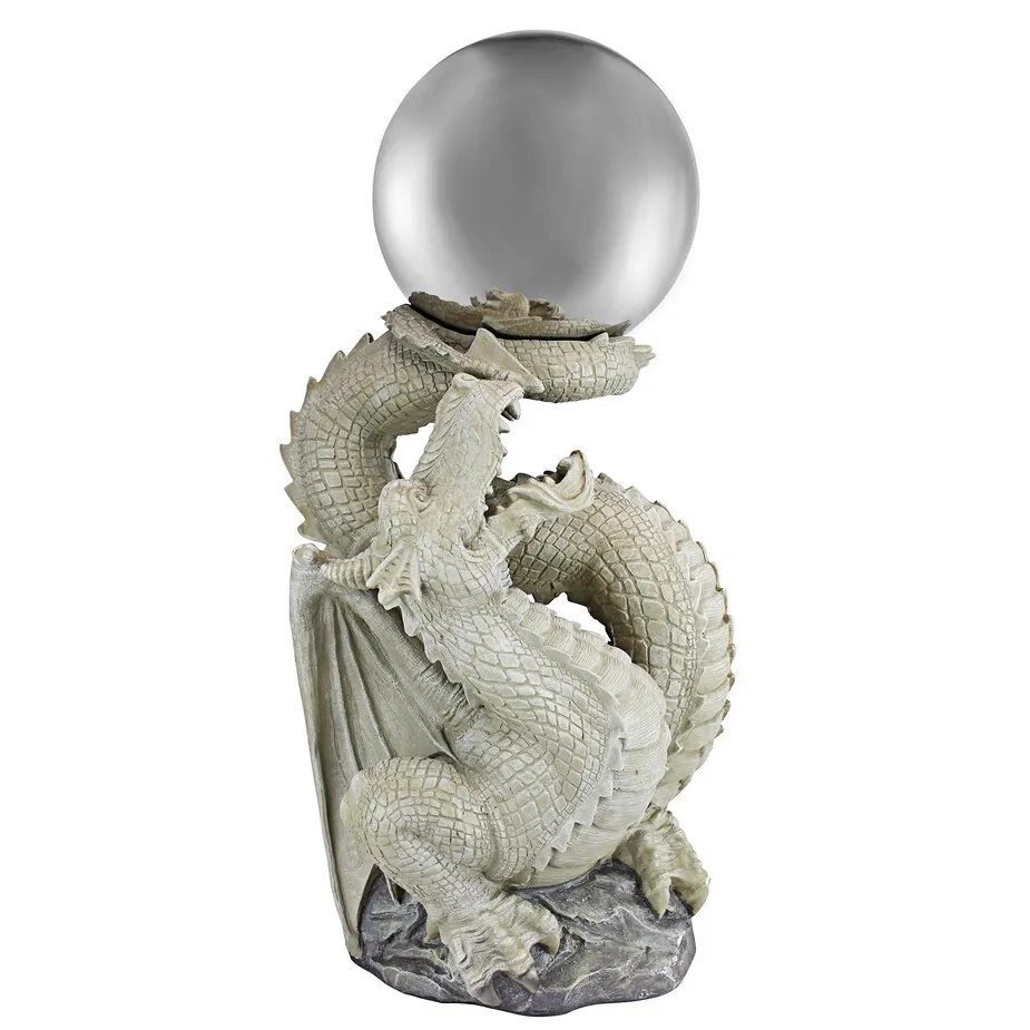 Sir Sagremor's Dragon Metal Gazing Globe Garden Statue