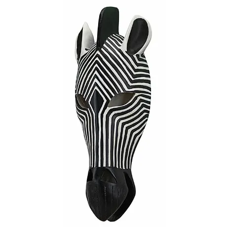Tribal-Style Animal Mask Wall Sculpture: Zebra