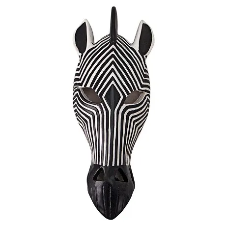 Tribal-Style Animal Mask Wall Sculpture: Zebra