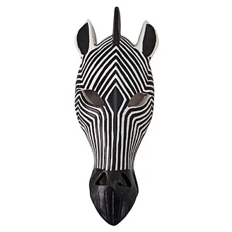 Tribal-Style Animal Mask Wall Sculpture: Zebra