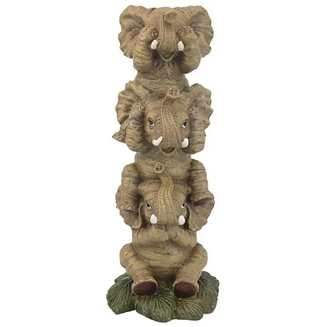 The Hear-No, See-No, Speak-No Evil Elephants Statue: Medium