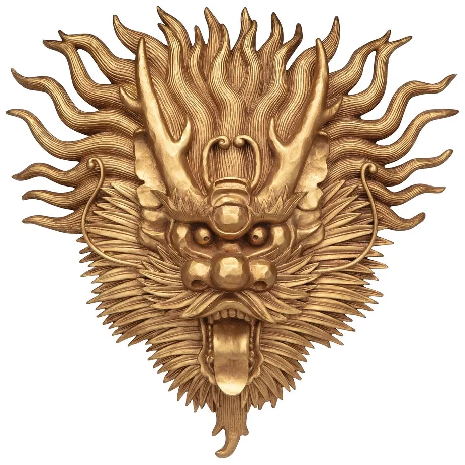 Tibetan Dragon Mask Wall Sculpture