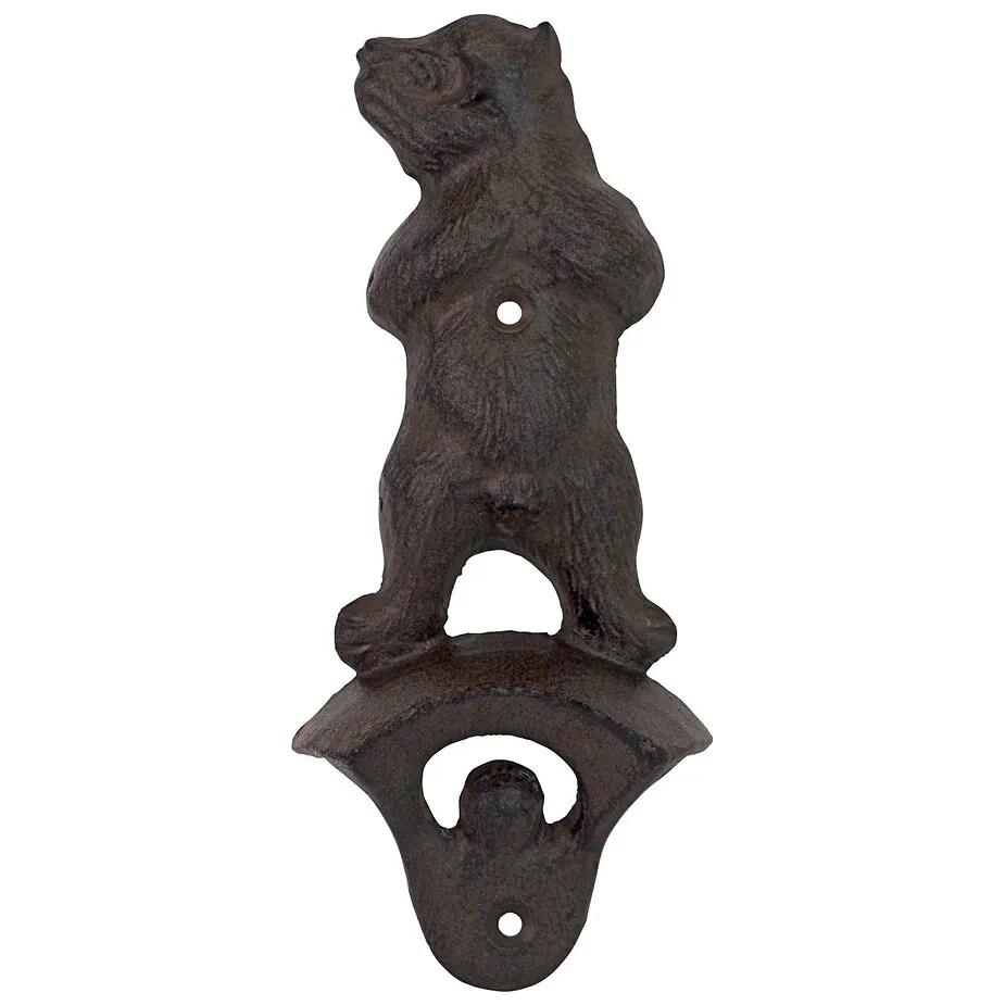 Growling Grizzly Forest Bear Cast Iron Wall Mount Bottle Opener: Each