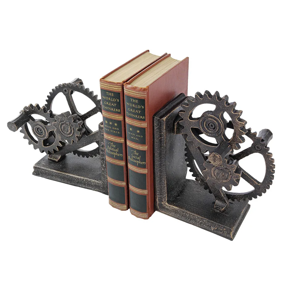 Industrial Gear Sculptural Iron Bookends