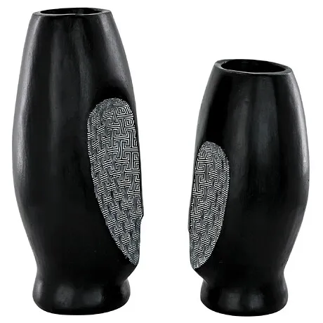 Contemporary Cubist African Mask Sculptural Vase Set