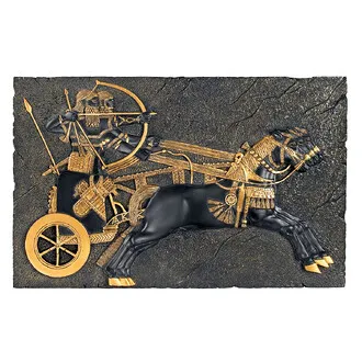 Assyrian Horse Drawn War-Chariot Wall Sculpture