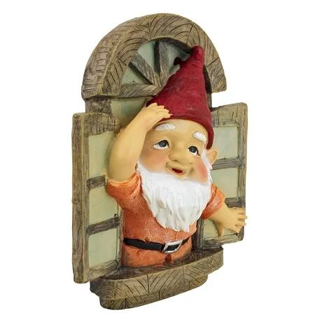 The Knothole Gnomes Garden Welcome Tree Sculpture: Window Gnome