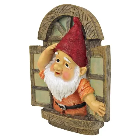 The Knothole Gnomes Garden Welcome Tree Sculpture: Window Gnome