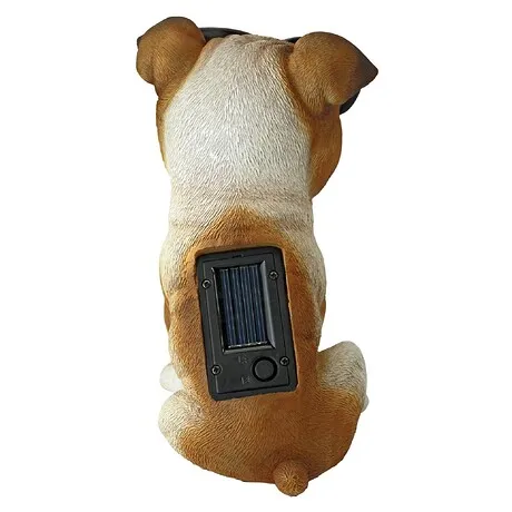 Bright Eyes Solar Bulldog Garden Statue