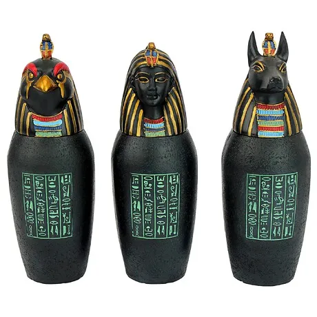 The Three Egyptian Canopic Jars of the Pharaoh's Tomb