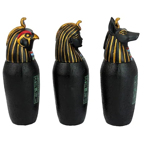 The Three Egyptian Canopic Jars of the Pharaoh's Tomb