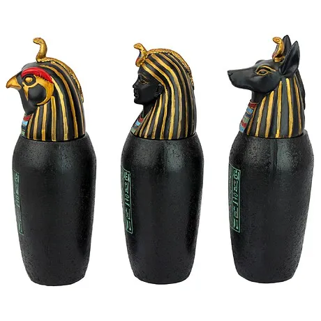 The Three Egyptian Canopic Jars of the Pharaoh's Tomb