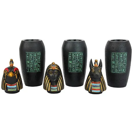 The Three Egyptian Canopic Jars of the Pharaoh's Tomb