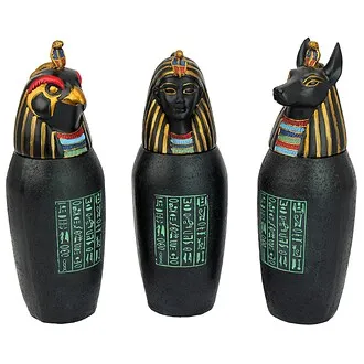 The Three Egyptian Canopic Jars of the Pharaoh's Tomb