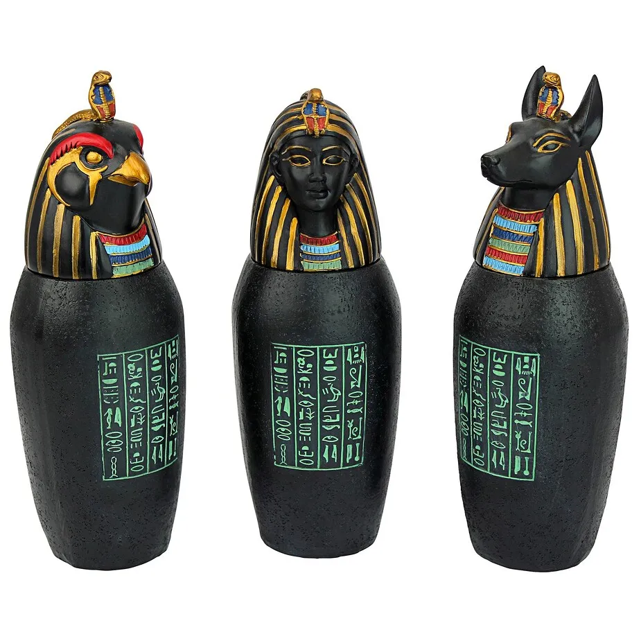 The Three Egyptian Canopic Jars of the Pharaoh's Tomb