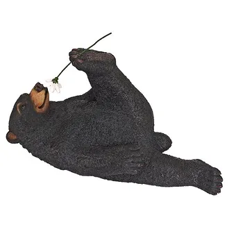 Smell the Flowers Black Bear Garden Statue