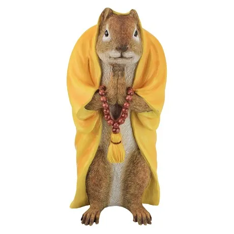 Sensei Monk Zen Garden Squirrel Animal Statue