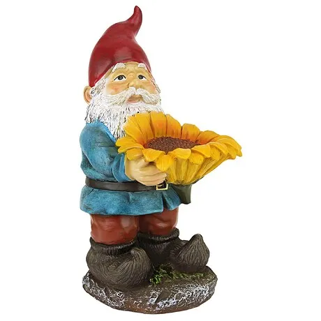 Sunflower Sammy Garden Gnome Bird Feeder Statue