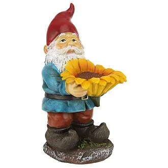 Sunflower Sammy Garden Gnome Bird Feeder Statue