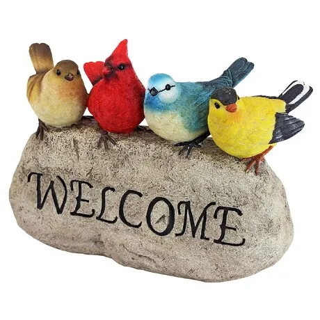 Birdy Welcome Sign Garden Stone Statue: Large