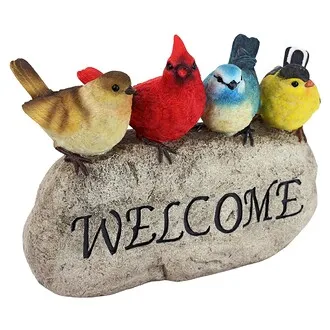 Birdy Welcome Sign Garden Stone Statue: Large