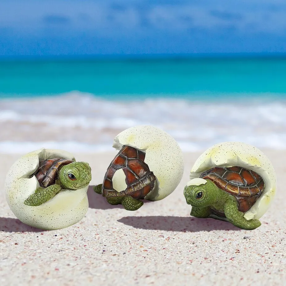 Out of the Shell Baby Turtle Triplet Statue Set