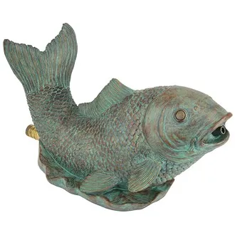 Japanese Koi Fish Spitter Piped Statue