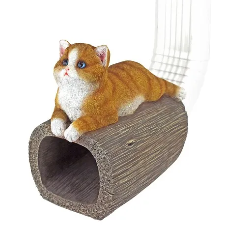Kitty Cat Gutter Guardian Downspout Statue